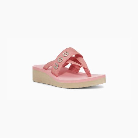 UGG Luna Logo Charm Pink Sandals for Women (IJQT30642)